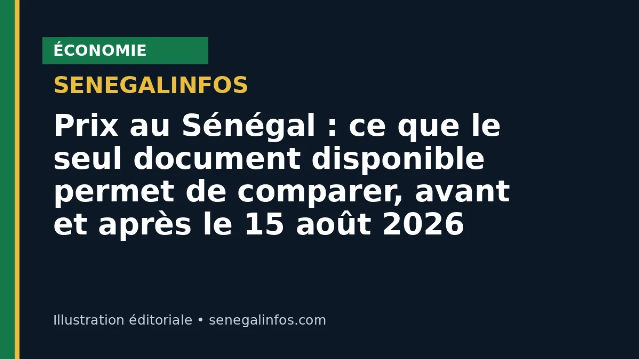 Prix au Sénégal : ce que le seul document disponible permet de comparer, avant et après le 15 août 2026