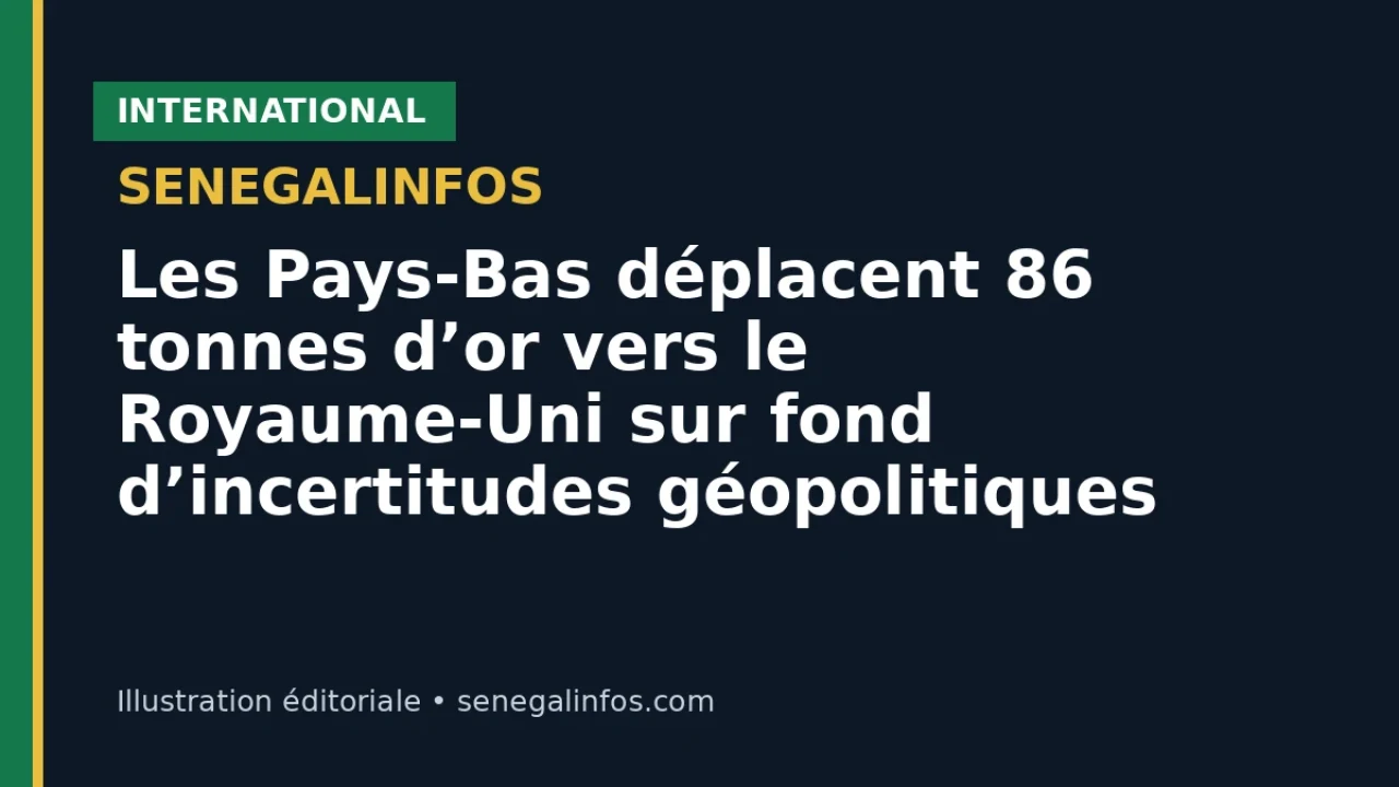 Les Pays-Bas déplacent 86 tonnes d’or vers le Royaume-Uni sur fond d’incertitudes géopolitiques