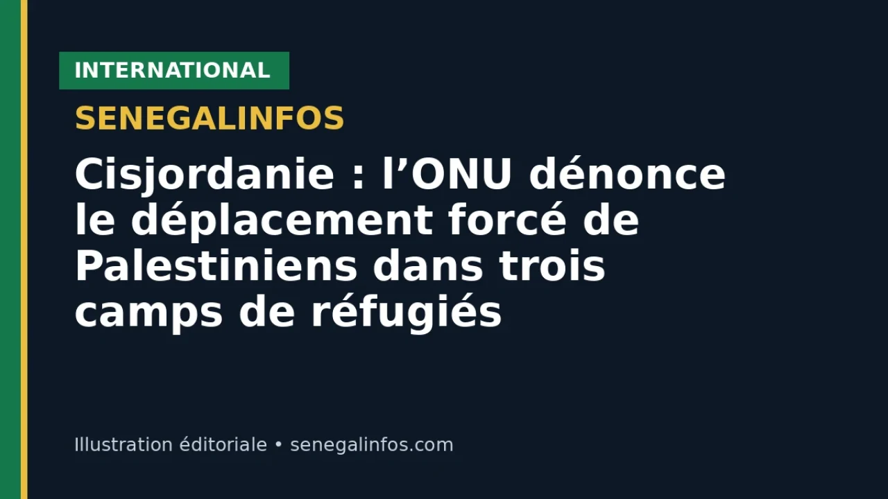 Cisjordanie : l’ONU dénonce le déplacement forcé de Palestiniens dans trois camps de réfugiés