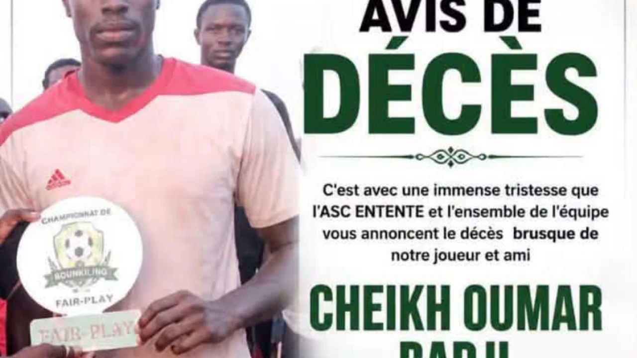 Bounkiling : décès du joueur Cheikh Oumar Badji lors d’un entraînement