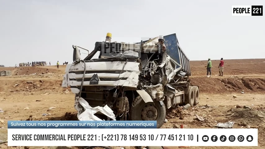 Camion endommagé après l’accident de Mbeubeuss, le 26 octobre 2026. Capture du reportage People221.