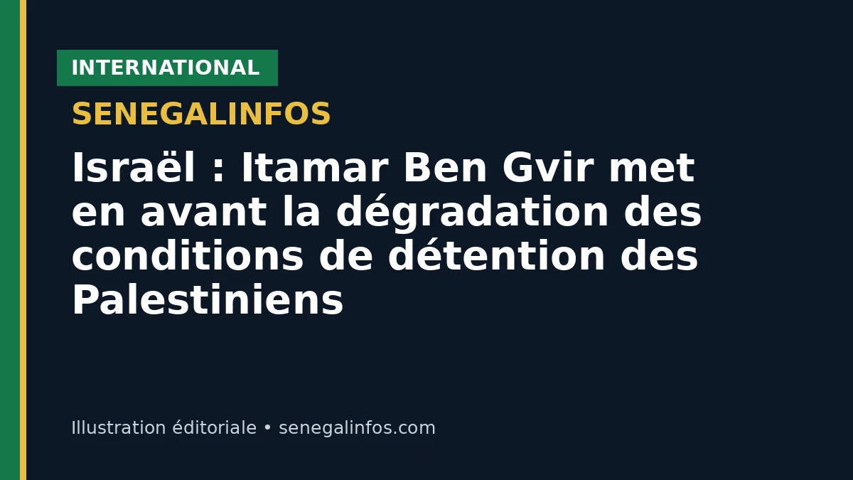 Israël : Itamar Ben Gvir met en avant la dégradation des conditions de détention des Palestiniens